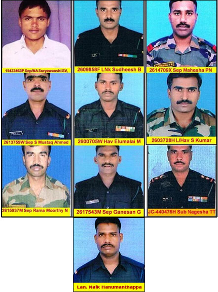 Madras Regiment soldiers lost their lives in Siachen avalanche in February 2016.