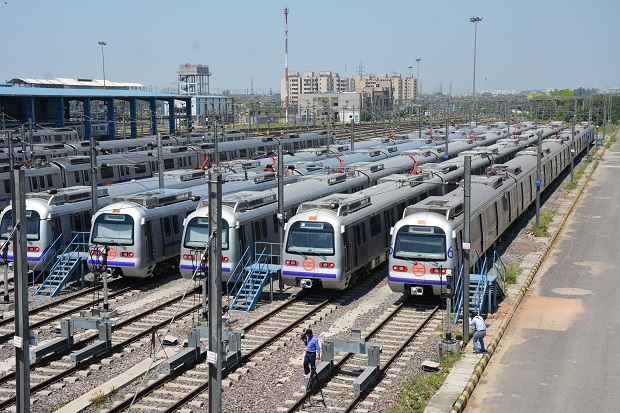 Delhi Metro train yard - Second oldest metro in India