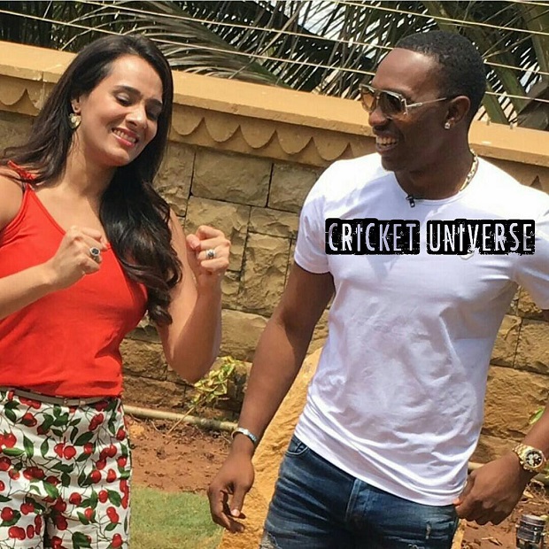 Mayanti Langer With Dwayne Bravo