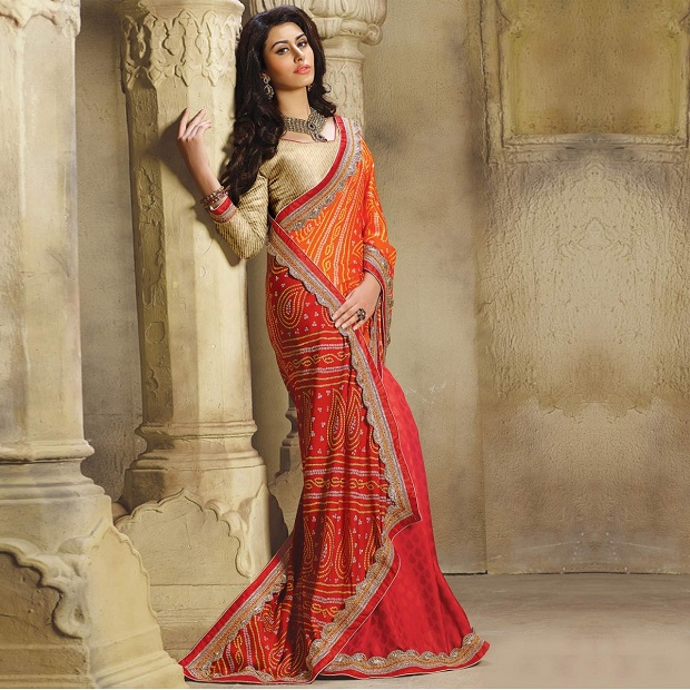 chiffon saree red