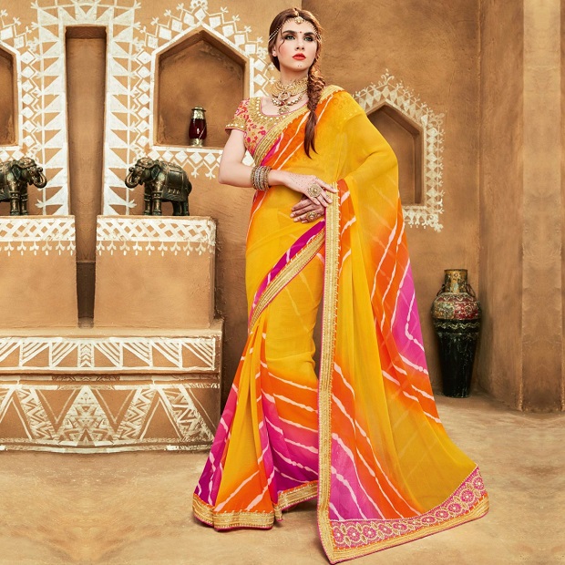 leheria yellow saree