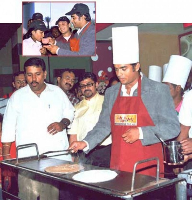 madhavan making dosa for charity