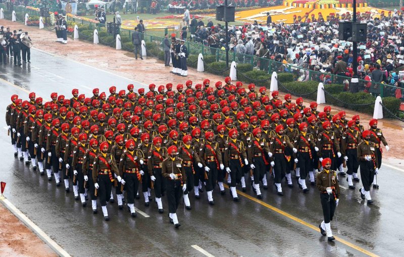Sikh Regiment of Indian Army Marching on Republic Day parade