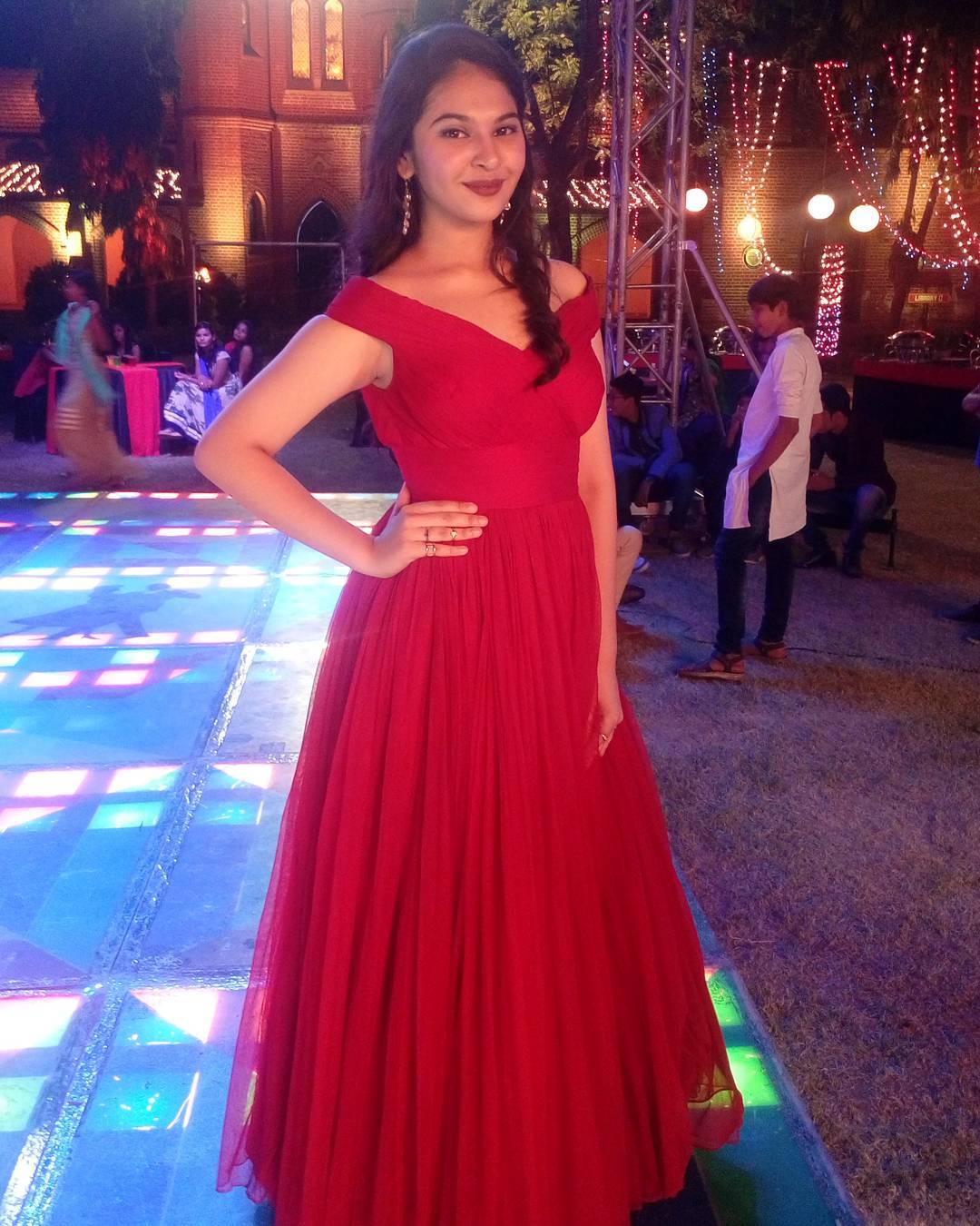 Simran Natekar in red gown