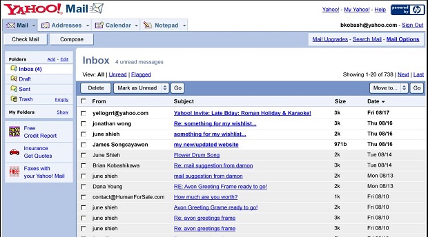 Yahoo Mail in 90s