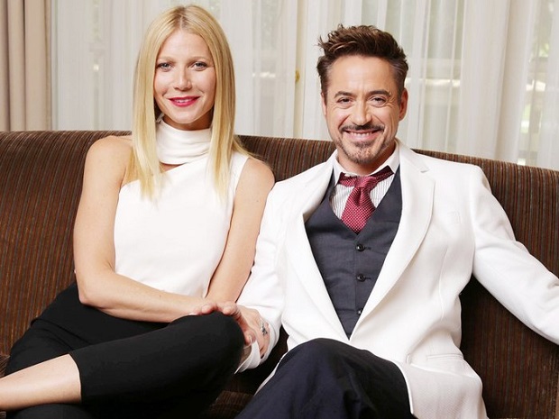 Robert Downey with Gwyneth Paltrow - Iron Man Cast