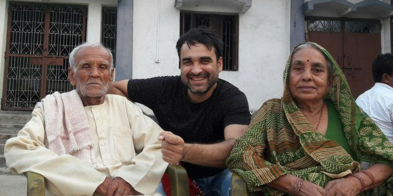 Pankaj Tripathi with his mother father parents