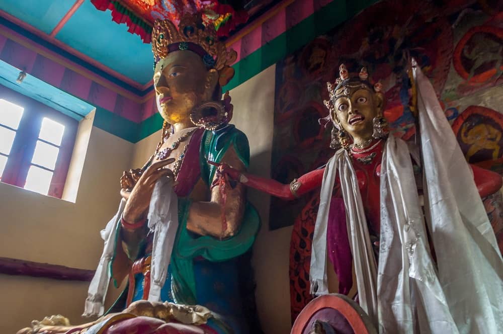 Statues inside Gemur Gompa