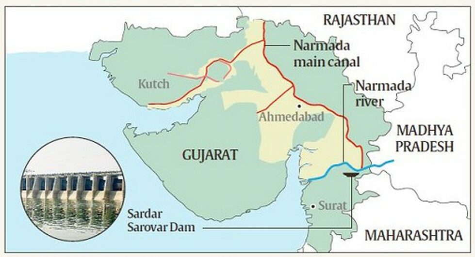 Sardar Sarovar Dam on India map