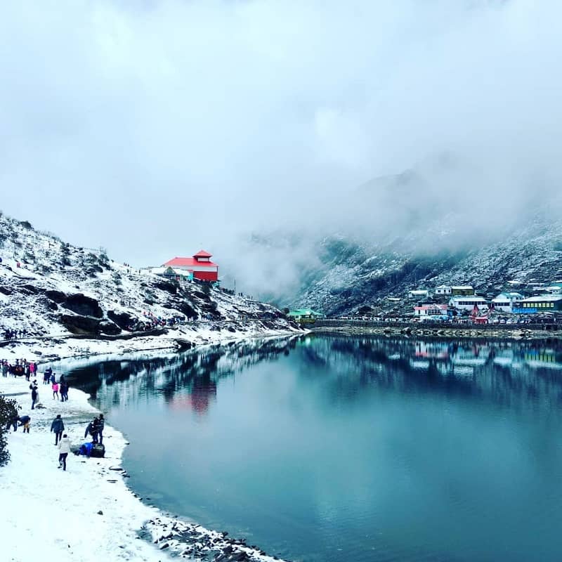 Snowfall at Lake Tsomgo Sikkim