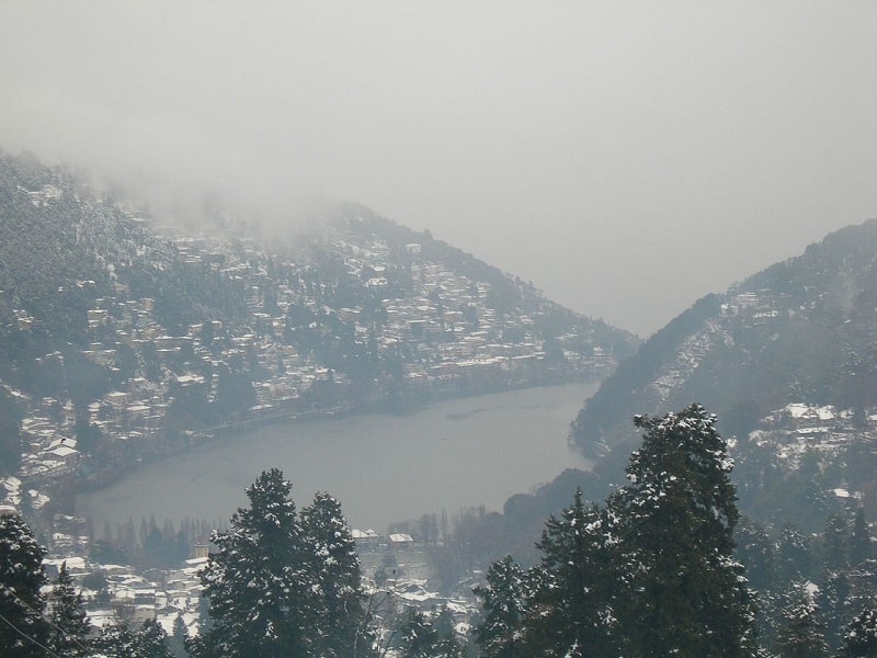 Snowfall at Nainital Lake