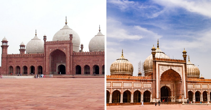 जामा मस्जिद भारत और बादशाही मस्जिद पाकिस्तान