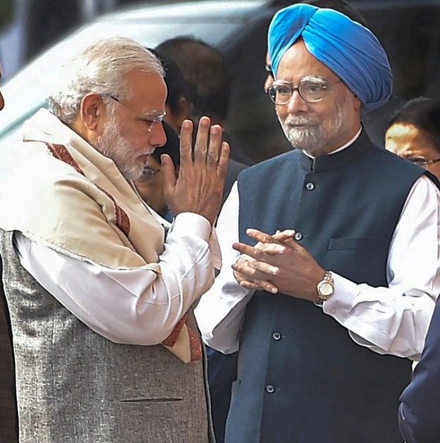 Manmohan Singh with Narendra Modi
