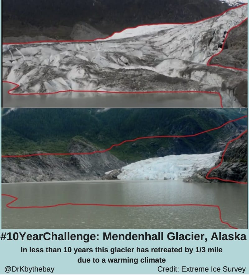 Mendenhall glacier 10 year challenge