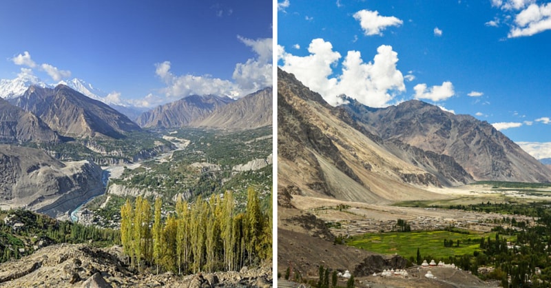 Nubra Valley India and Hunza Valley Pakistan