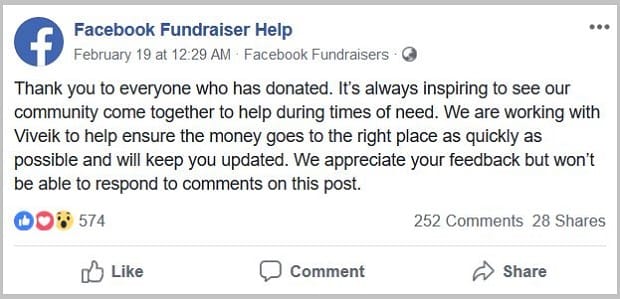 Facebook Fundraiser for Pulwama