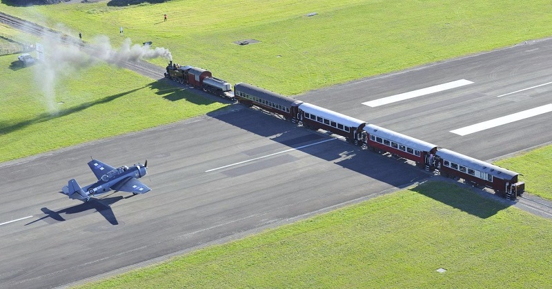 Gisborne Airport - railway line in airport