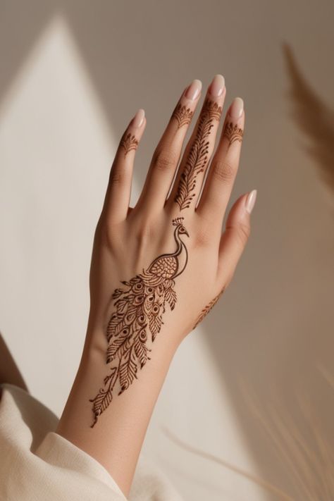 simple peacock mehndi design ideas