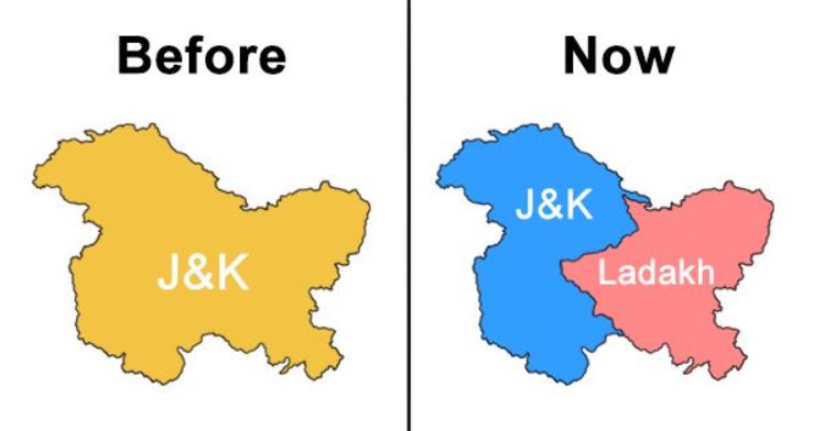 Jammu and Kashmir Map after article 370 removal