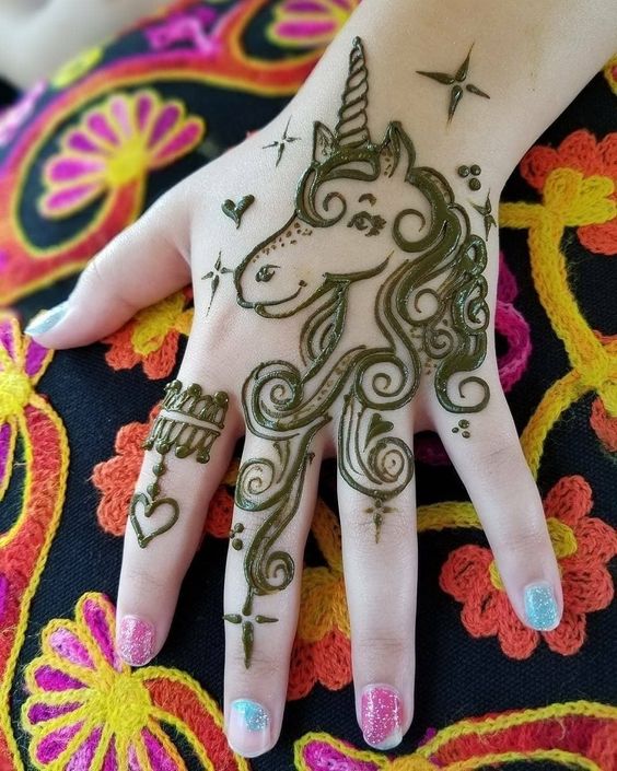 unicorn mehndi design for kids