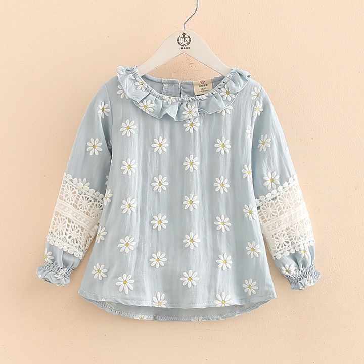 Blue Full Sleeve Floral Print Top