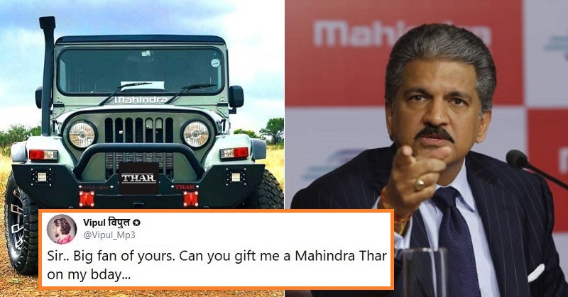 Anand Mahindra reply for car