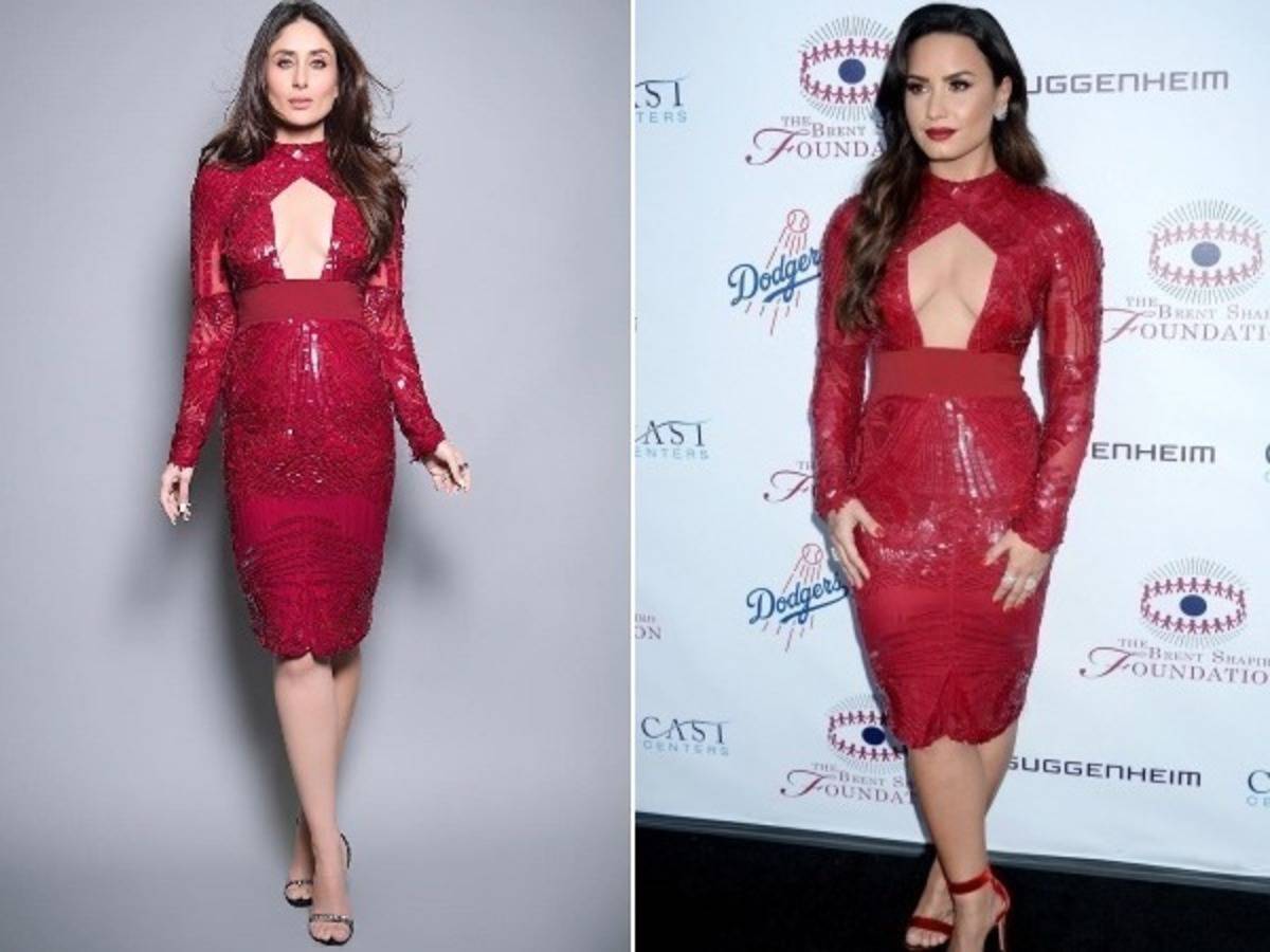 same dress bollywood hollywood-Kareena Kapoor Khan Demi Lovato