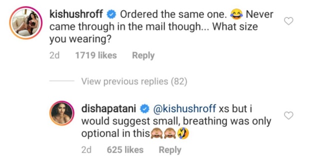 Disha Patani reply krishna shroff