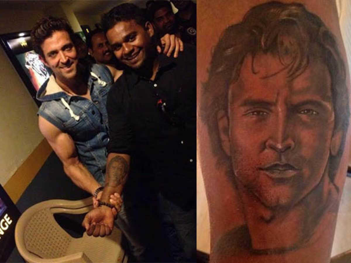 Hrithik Roshan fan name imprinted on hand