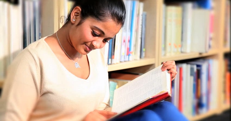 indian college students studying in library