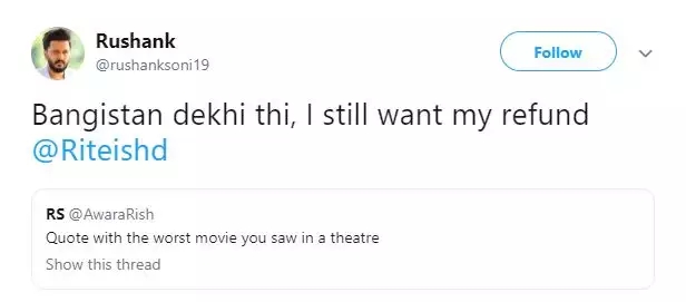 Riteish Deshmukh movie refund