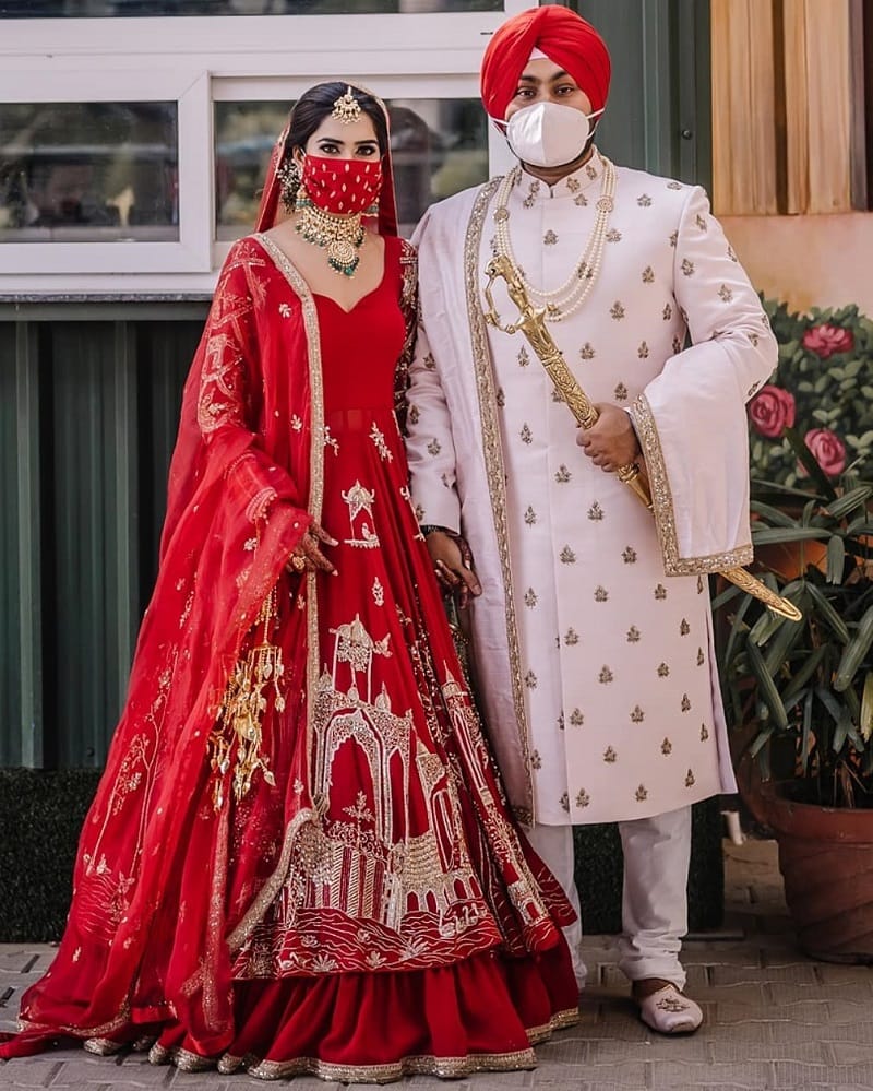 Bhavdeep Kaur Harkaran vaid Wedding with mask