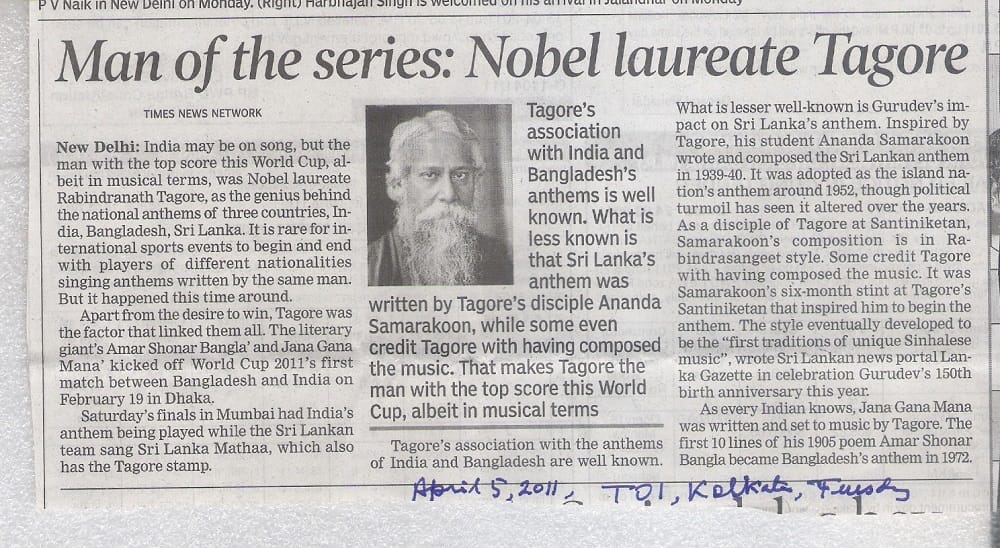 Rabindranath Tagore wrote bangladesh national anthem