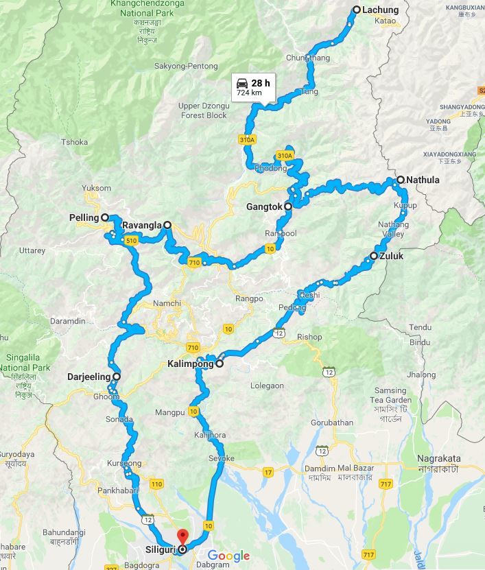 Sikkim Silk Route Road Map