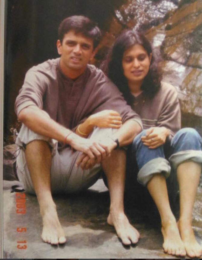 Young rahul dravid with wife