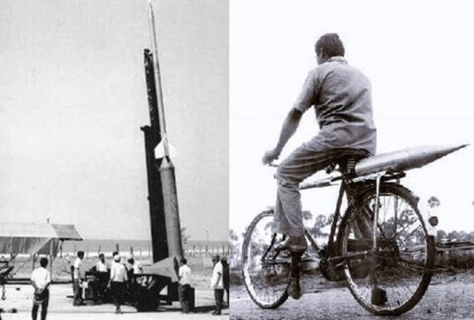 first rocket in India was transported on a cycle