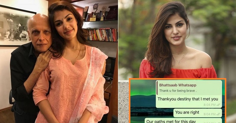 Rhea Chakraborty Mahesh Bhatt WhatsApp Chat