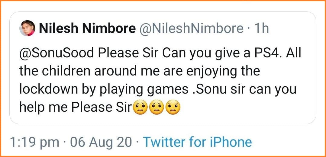 Sonu Sood reply PS4