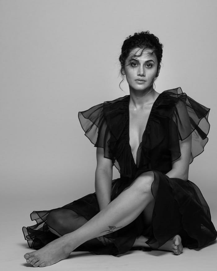 Taapsee Pannu Black and white photo