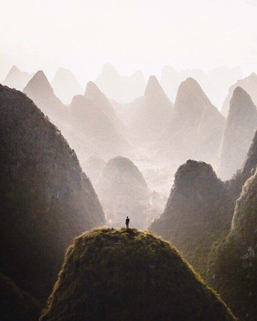 Completely green hills China