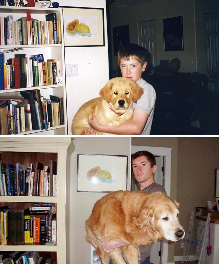 Owners growing up with their dog