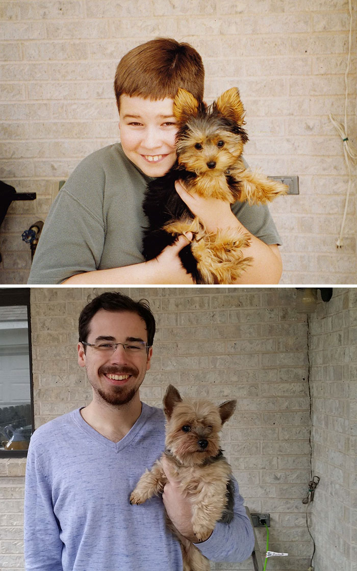 Owners growing up with their dog