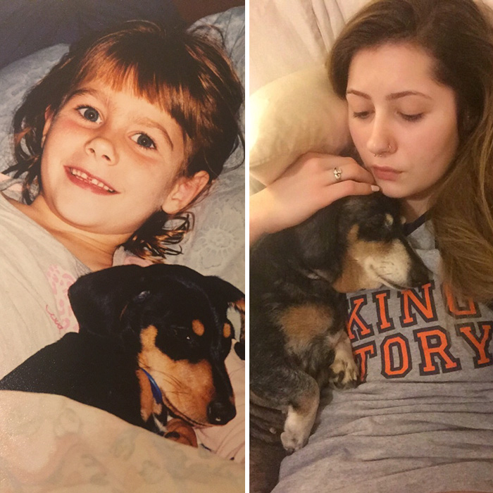 Owners growing up with their dog