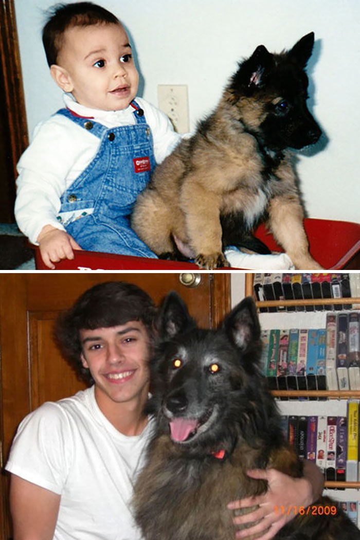 Owners growing up with their dog