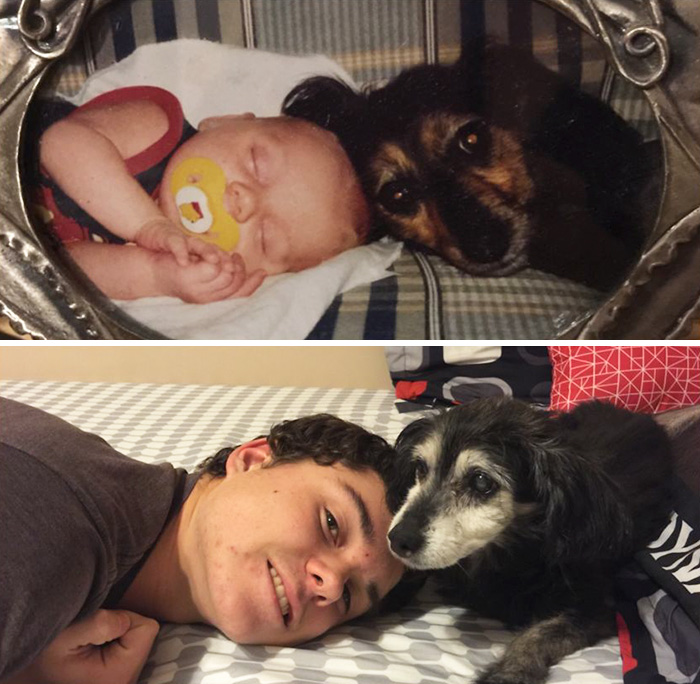 Owners growing up with their dog