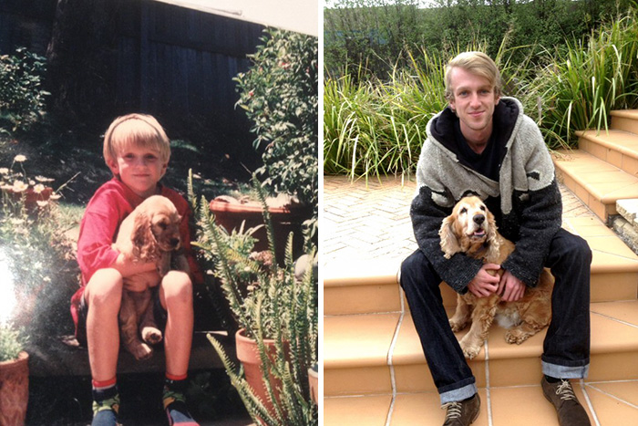 Owners growing up with their dog