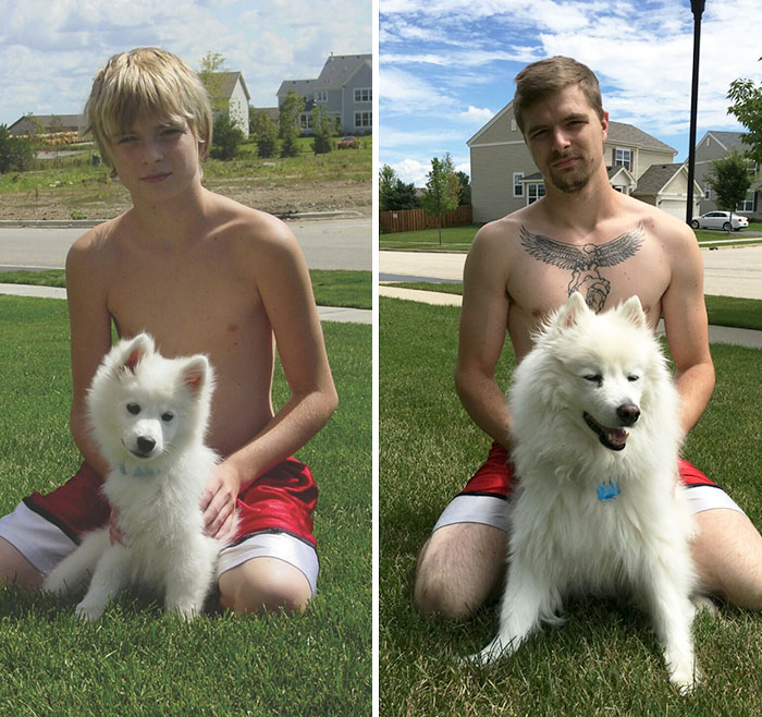 Owners growing up with their dog