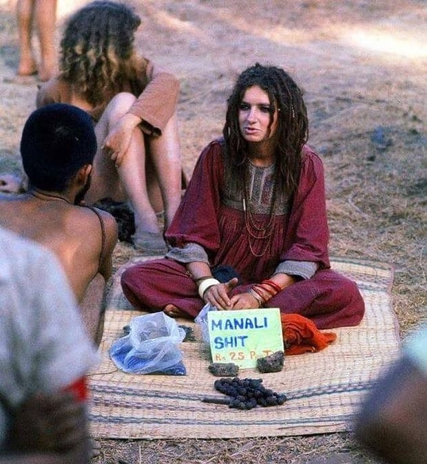 hippie selling charas at the Anjuna Goa