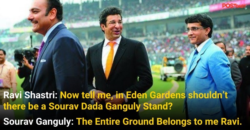 Ravi Shastri, Ganguly pavilion or Ganguly stand in Eden Gardens