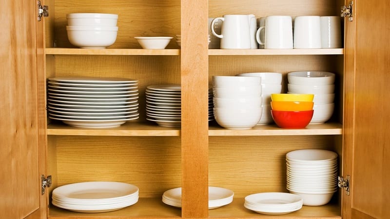 dinner crockery in wardrobe